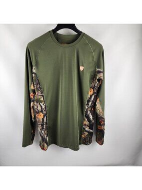 Legendary Whitetails Shirt Men Large Green Camo Huntguard Early Season Base Top